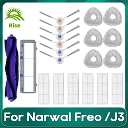 Fit For Narwal Freo/Narwal j3 Robot Vacuum Replacement Spare Part Accessory Kit Main Side Brush Cover Hepa Filter Mop Cloth Wipe