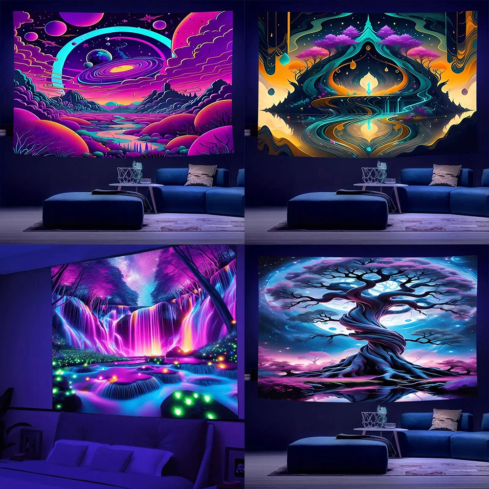 

Colorful Cosmic UV Wall TapestryRoom bedside tapestry background cloth atmosphere decoration