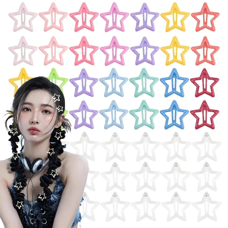 

80PACK/ Star Snap Hair Clips Non-slip Toddlers Colorful Cute Lovely Metal Hair Barrettes Hair Accessories for Women Girls