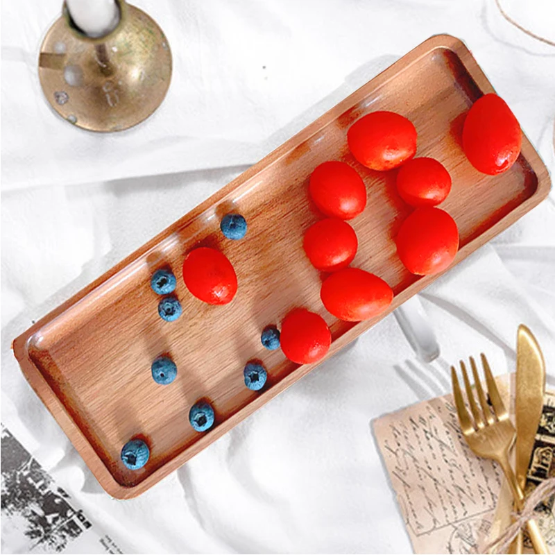 

Bamboo Plates Wooden Coffee Japanese Rectangular Food Serving Wood Tray Cup Kitchen Dessert Candy Decorative Tea Rectangle Shape