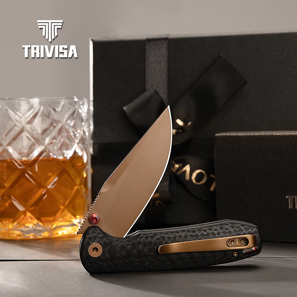 

TRIVISA Pocket Folding Knife for Men 14C28N Steel Blade G10 Handle EDC with Clip Outdoor Survival Camping Fishing Cutting Tool