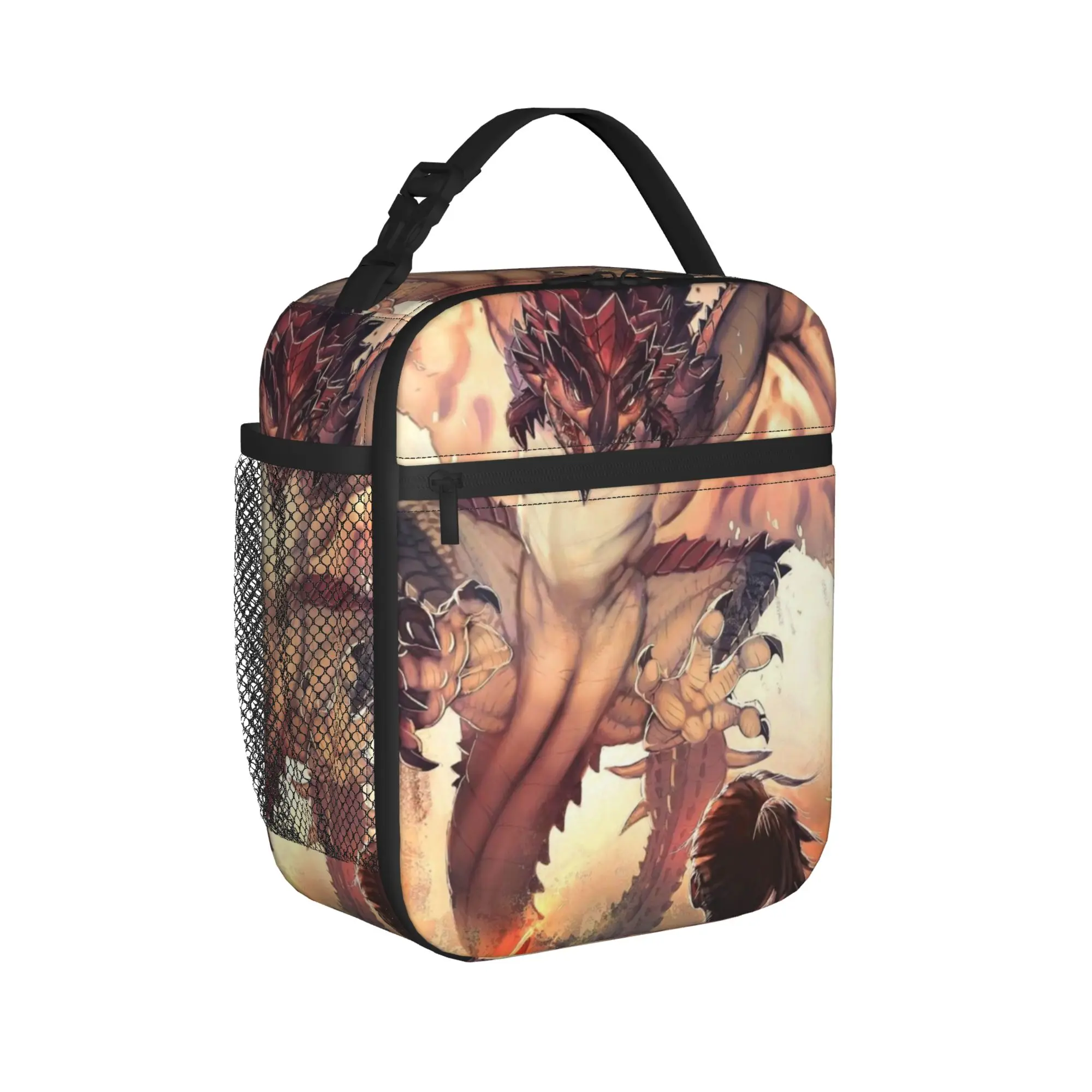 Monster Hunter Rise Insulated Lunch Bag  MHW Game Kanji  Risemonster Meal Container Thermal Bag Lunch Box Tote Bento Pouch