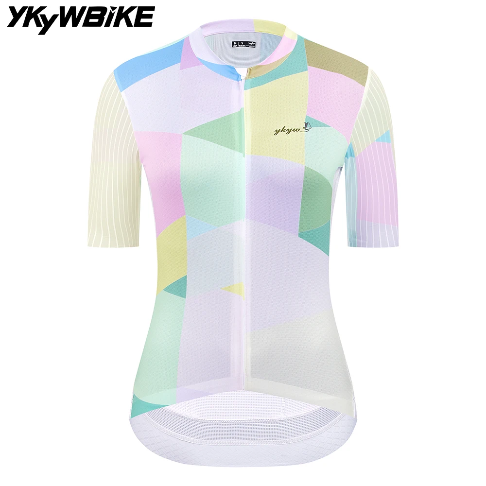 

YKYWBIKE Women 2025 Cycling Jersey Colorful Summer Road Bike Shirt Pro Team Female Bicycle Jersey Short Sleeve Aerodynamics