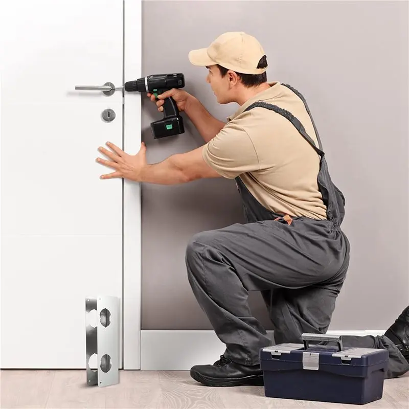 ABCA-2X Lock And Door Reinforcer Plate, Reinforce And Repair Doors, Deadbolt Cover Plate 2-3/8 In Backset,1-3/4 In Thickness