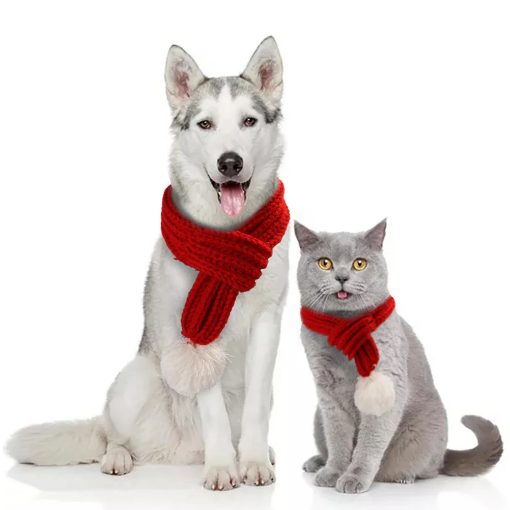 

Christmas Knitting Scarf Red Pet Dog Scarf Thickened Warm Shawl for Winter Daily Wear Family Gathering Photo Props Pet