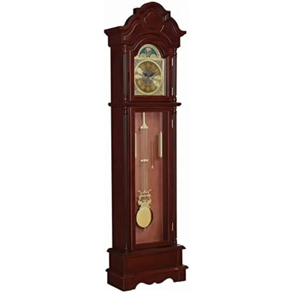 Grandfather Clock with Adjustable Volume Digital Chime in Brown Red