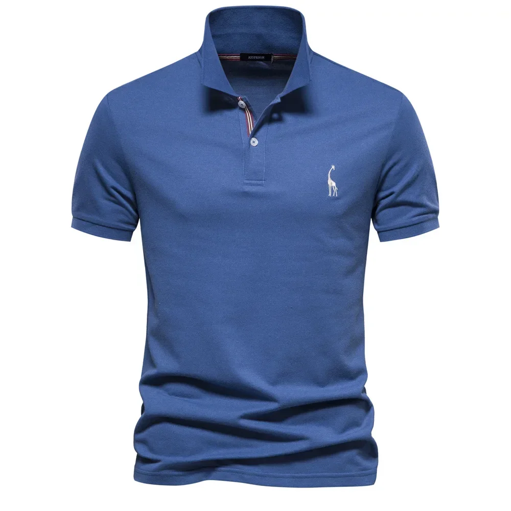 Premium Men's Polo Shirt Deer Embroidery Design 80% Cotton EU Size Casual Short Sleeve Shirts Business Polo Tops Hot Seller