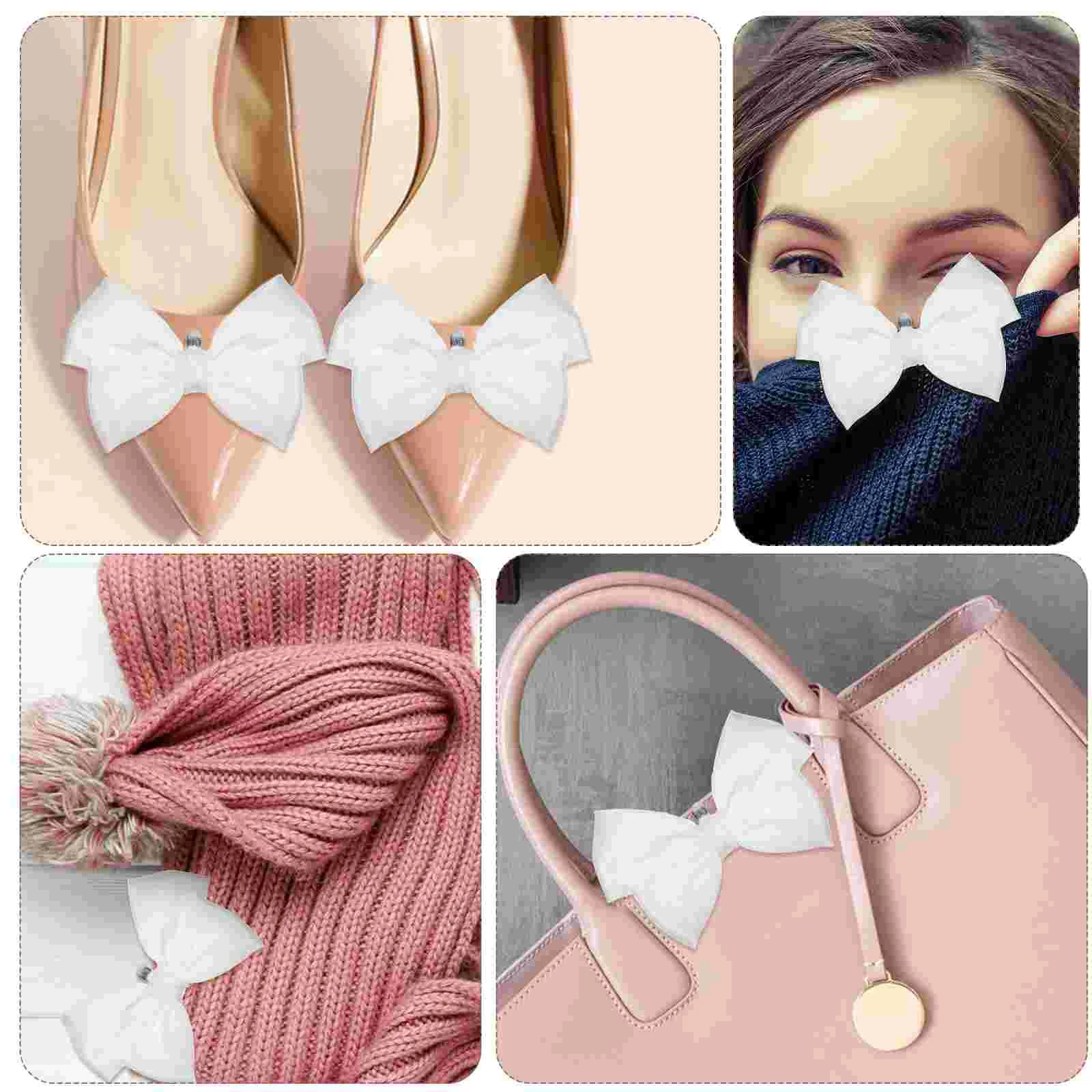 Shoe Laces Buckle Gold Heels for Women Chunky Decorative Clips Bows White Ornaments Women's Pumps