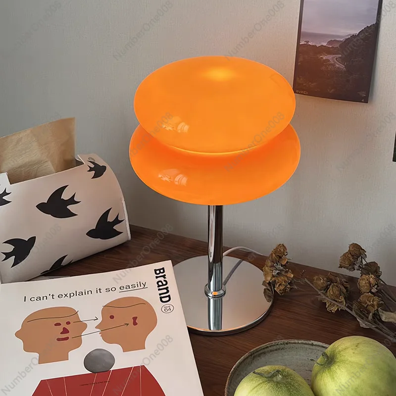 110-240 فولت معكرون زجاج بريق LED الجدول مصباح 3 اللون يعتم حماية العين ضوء الليل غرفة نوم السرير مصابيح ديكور