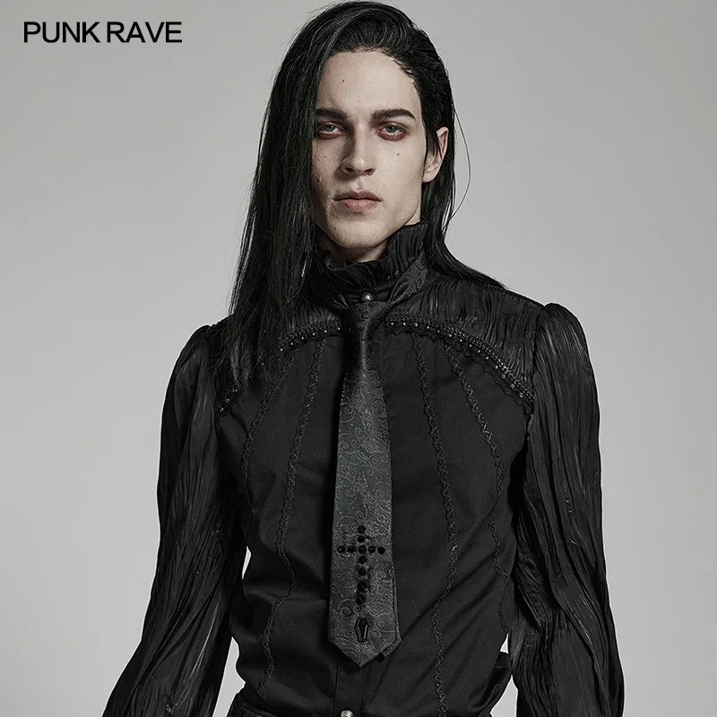 PUNK RAVE Men's Gothic Theme Elegant Noble Cross Tie Individuality Ties Handsome Appare Accessories