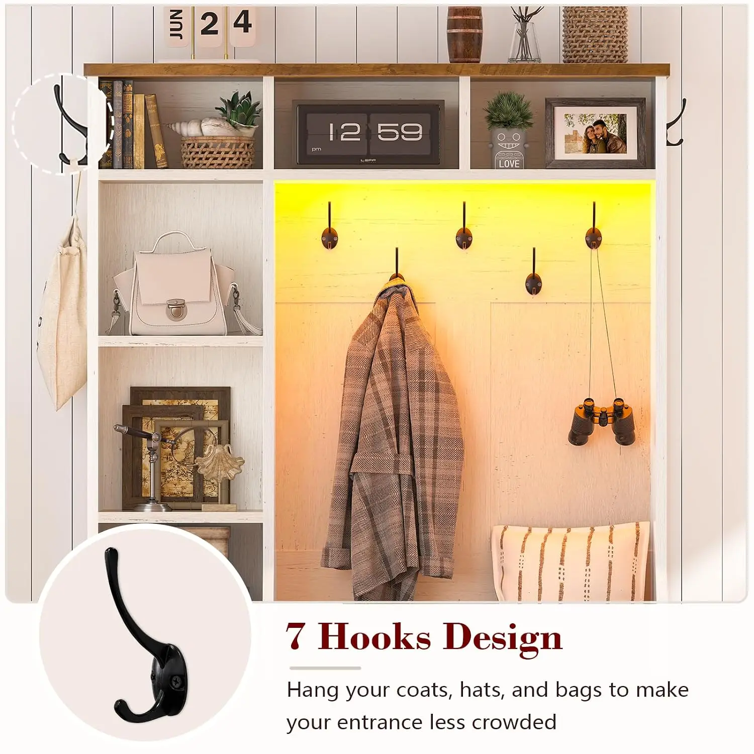 Hall Tree with Bench & Entryway Coat Rack with Shoe Storage