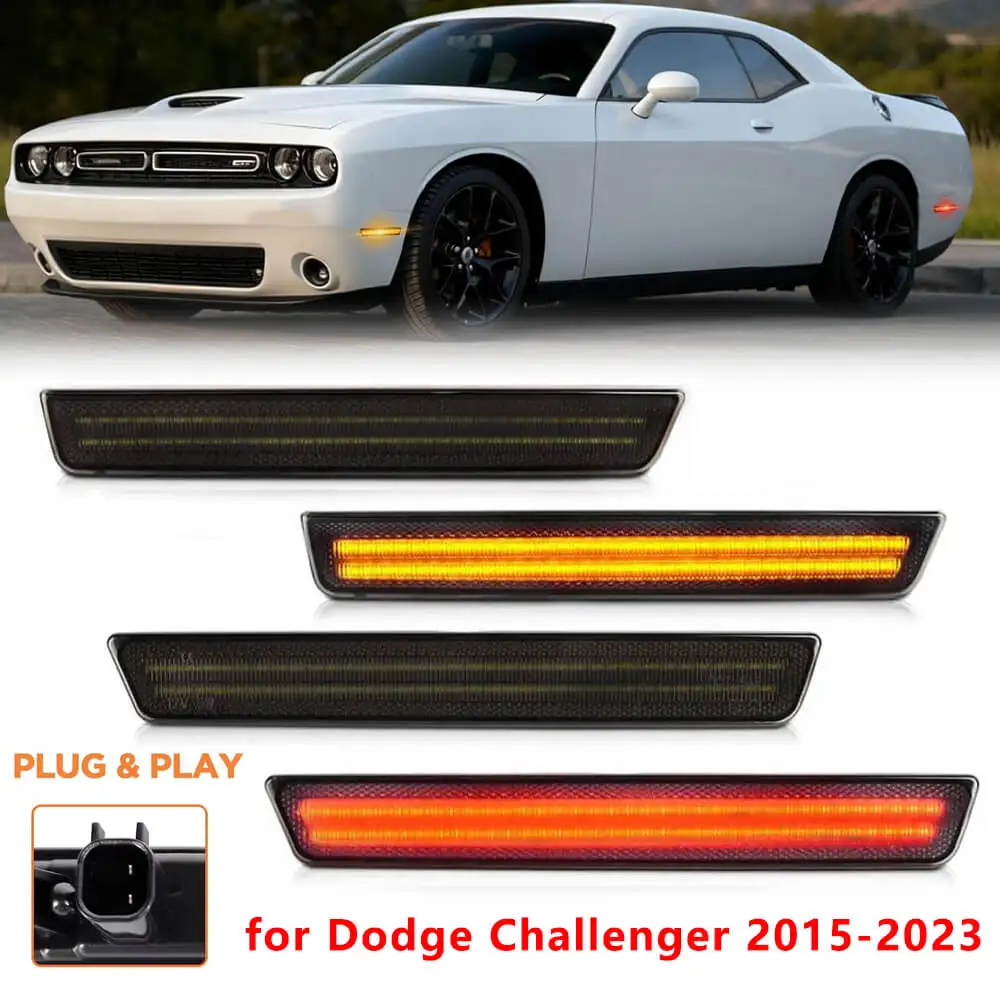 

4pcs Side Marker Light For Dodge Challenger 2015-2023 Car Accsesories LED Front Amber Rear Red Bumper Lamps Fender light