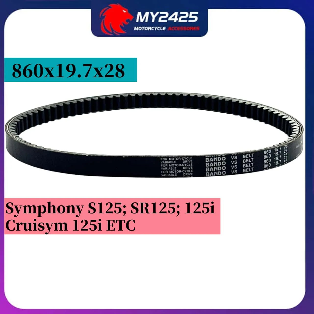 

860X19.7X28 Motorcycle Parts For SYM Symphony S125 SR125 125i Cruisym 125i ETC 860 19.7 28 Transmission Drive Belt