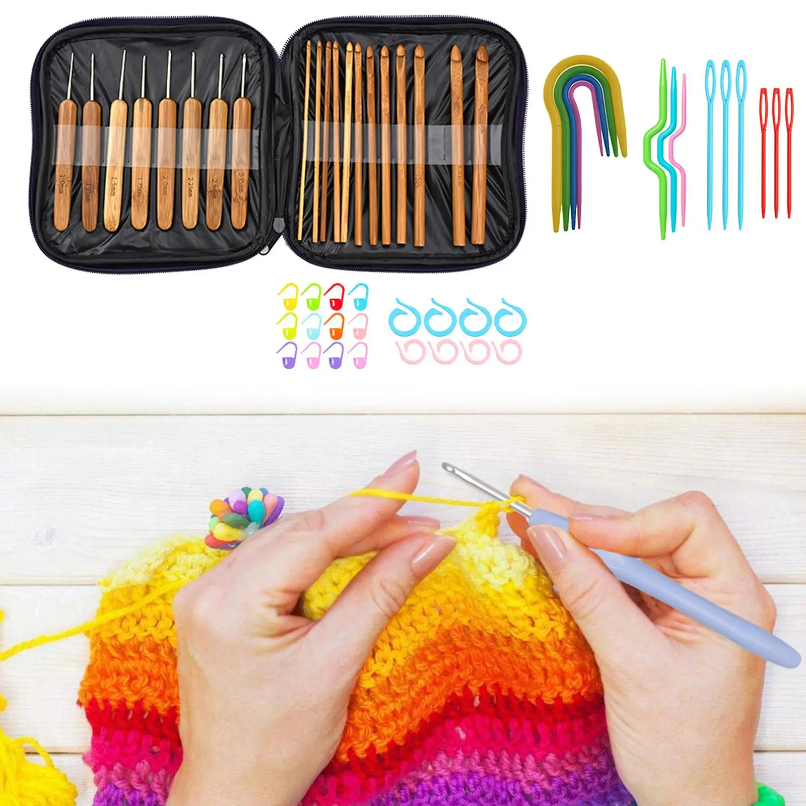 20Pcs Crochet Hooks Set Knitting Weave Tools for Arthritic Hands with Case Supplies for Adults Beginners Tool