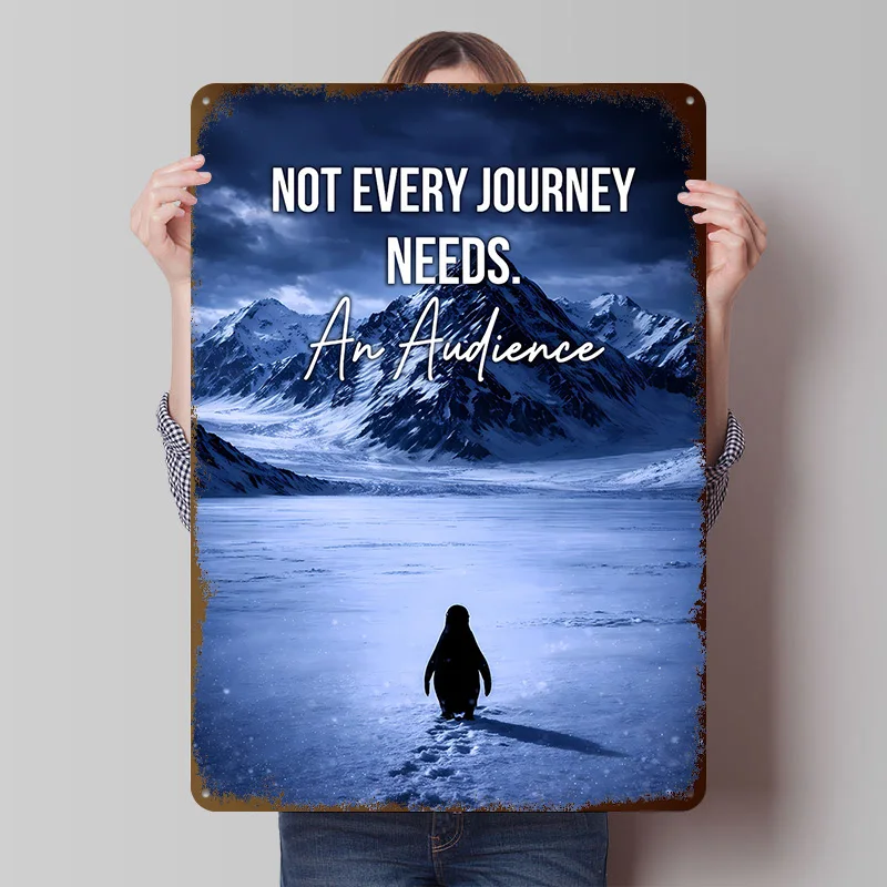 Nihilist Penguin - Heading to Nowhere Metal Poster Custom Wall Art Retro Vintage Tinplate Signs for Gaming Room Decoration Cozy