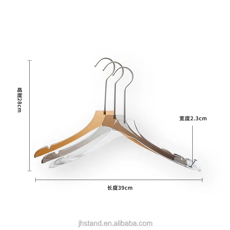 custom.Transparent Acrylic Hanger Plastic Hangers Clothes Acrylic Hangers With Gold Clips