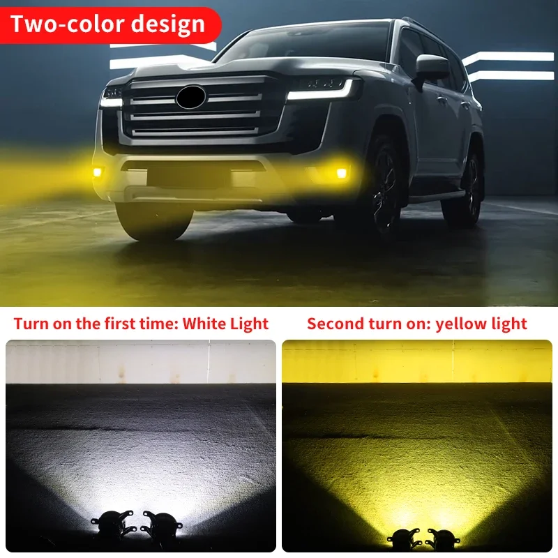 For Toyota 2021-2025 Land Cruiser 300 LC300 Brightness Two-Color Fog Lamp Yellow/White Switchable Waterproof Modification Parts