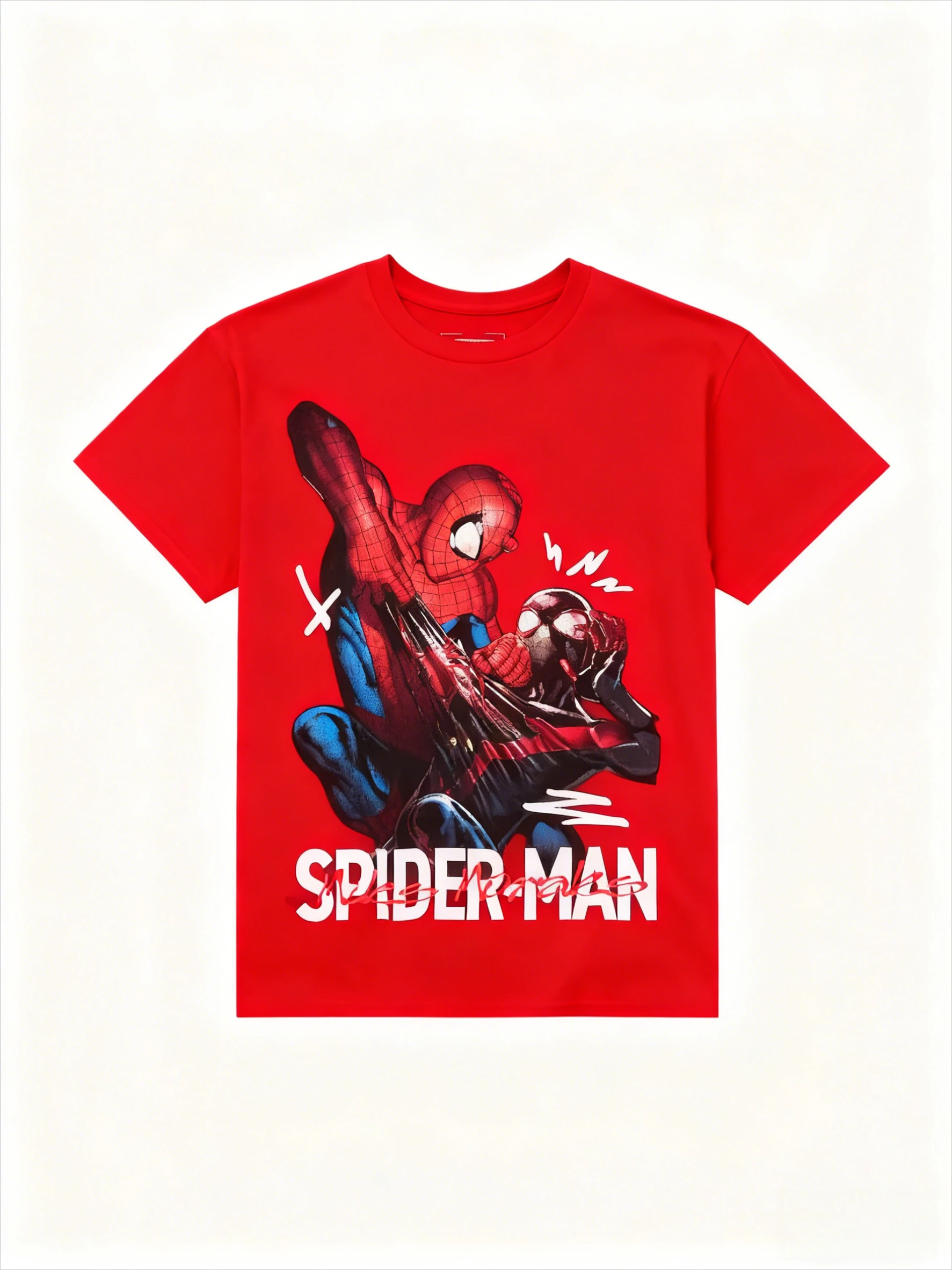 

Оригинальная мужская футболка Marvel Miles Morales с принтом комиксов Marvel Miles Morales, большие размеры, свободная футболка с круглым вырезом и короткими рукавами