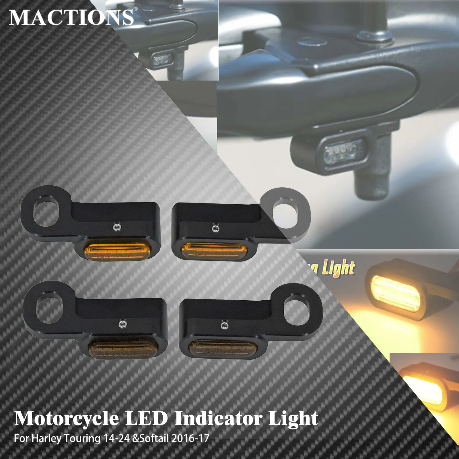 Motorcycle Mini LED Indicator Light 12V Turn Signal Lamp With E Mark  For Harley Touring Road King FLTRX FLHT 14-24 Softail FLS