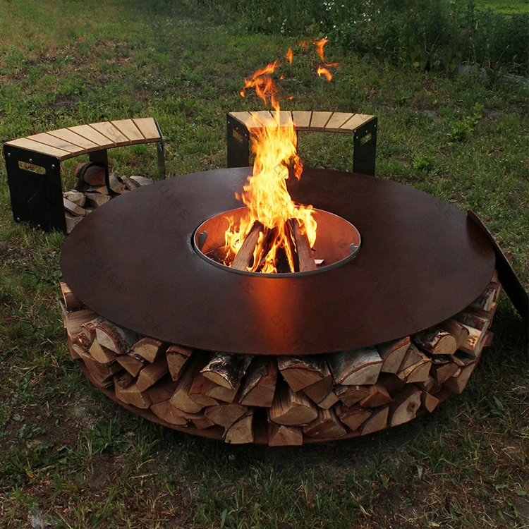 

CRUISE 120*42 см современный открытый сад патио сокровища круглый отдельно стоящий уголь горящий стол для барбекю костра камин