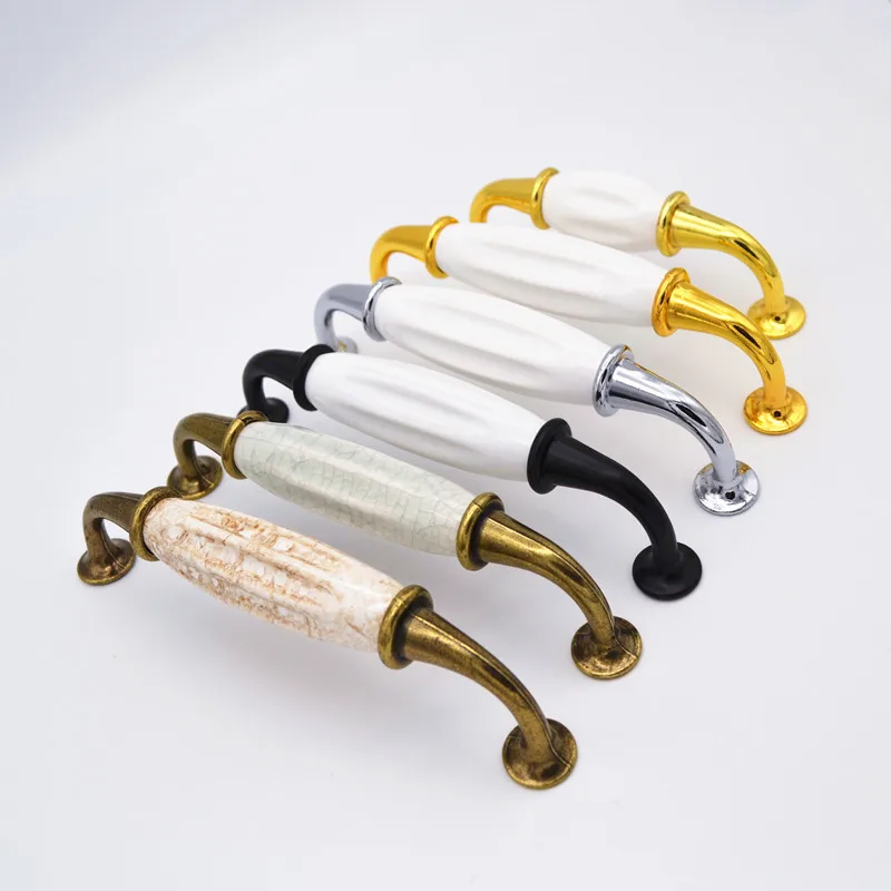 White Ceramic Furniture Handles Drawer Pulls Closet Handle Kitchen Cabinet Handles Gold