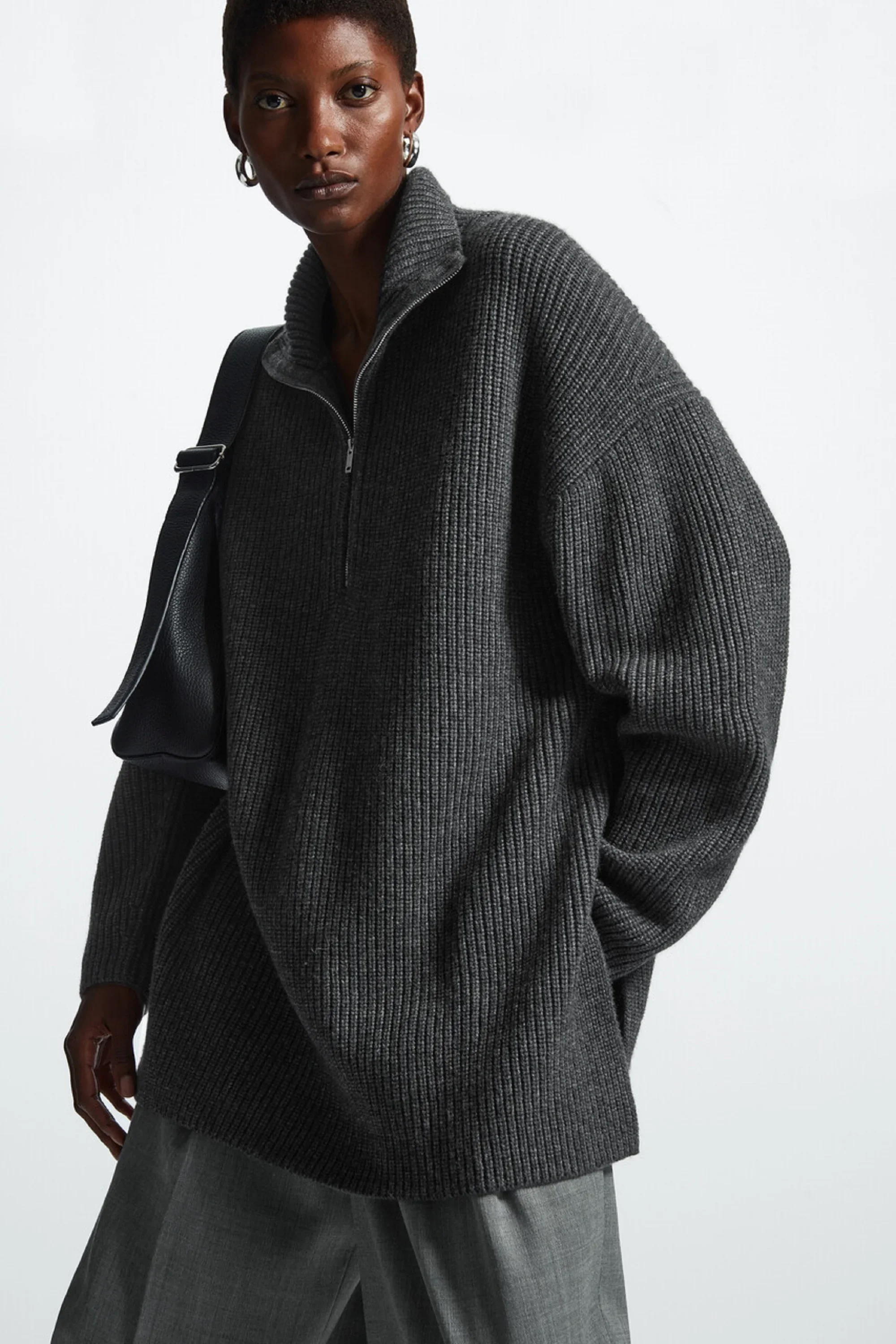 Ethereal 2024 new style of Women\'s casual half-front fleece blend long sweater