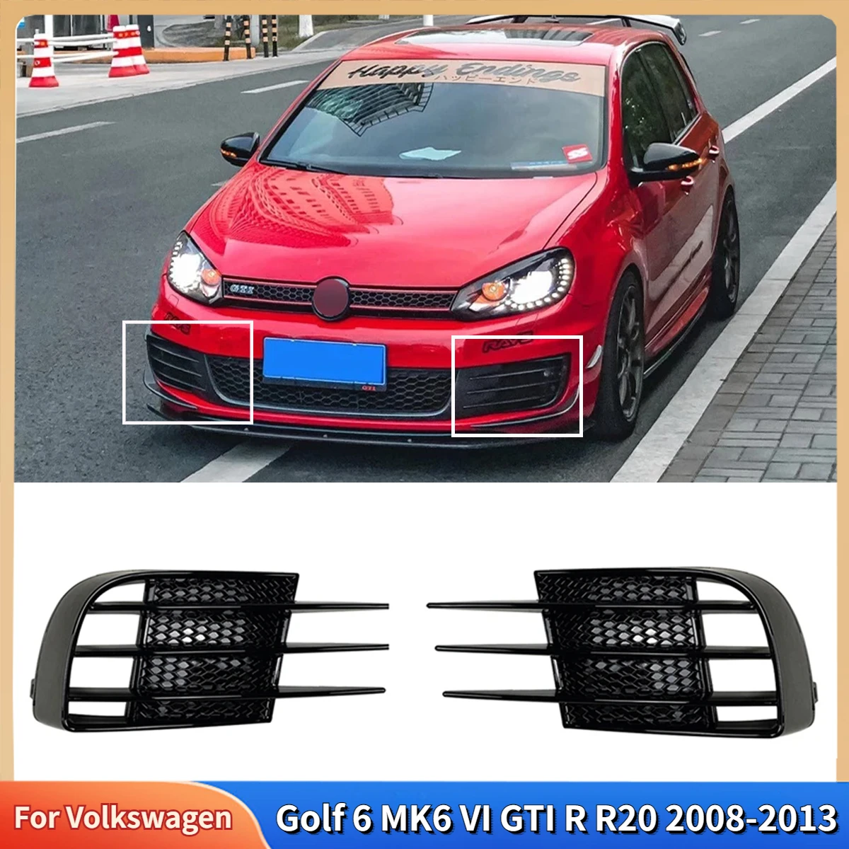 

Сплиттер для переднего бампера автомобиля Volkswagen Golf 6 MK6 VI GTI R R20 2008-2013 противотуманная фара гриль спойлер крышка вентиляционное отверстие ветровой нож