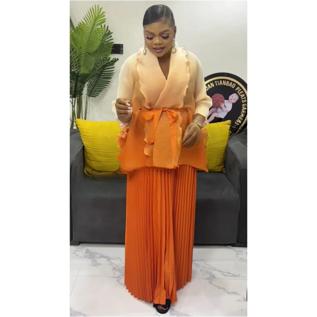 

Tianbao Miyake plus Size Women's Skirt Set Gradient Dense Edge Irregular Lace Wholesale New Arrivals