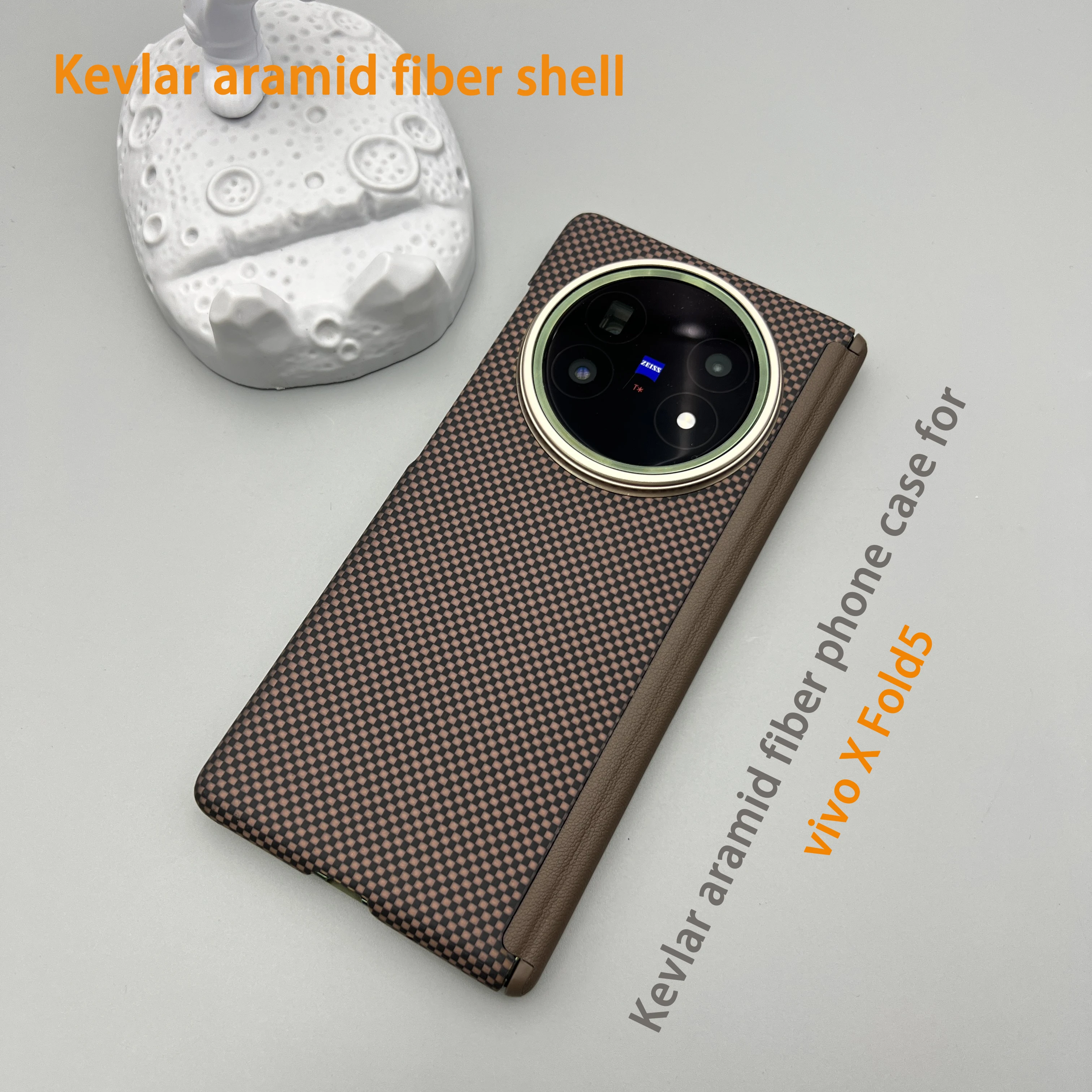 

For vivo X Fold5 phone case Kevlar aramid fiber hard shell magnetic suction ultra-thin lightweight folding protective cover