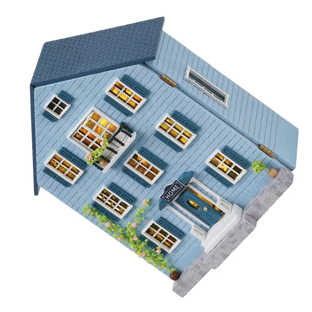 Miniature Wooden Dollhouse Kit with Furniture – Creative DIY Cottage Building Set for Room Decor & Holiday Gift