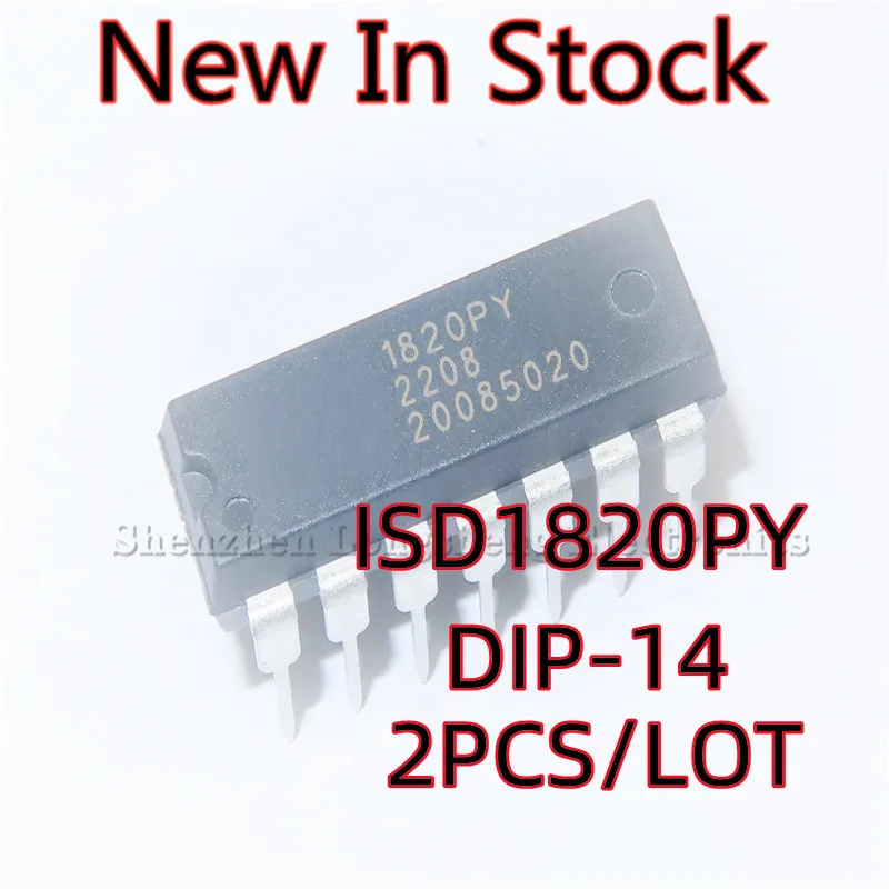 2PCS/LOT ISD1820PY 1820PY DIP-14 8-20 seconds single segment voice recording and playback circuit New In Stock Original