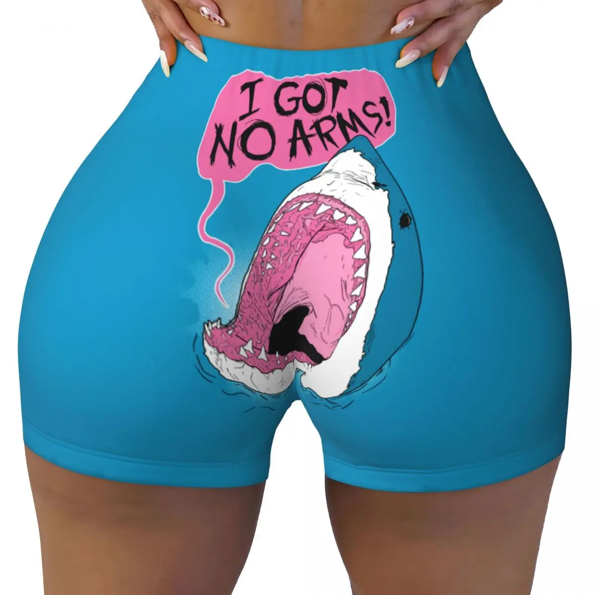 

Custom I Got No Arms Shark Week Volleyball Biker Gym Shorts for Women Athletic Workout Yoga Shorts