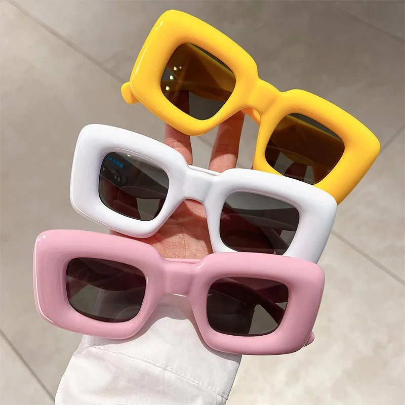 Creative Cute Wacky Personalised Sunglasses Fun Inflatable Cute Square Sunglasses Female Ins Hipster Street Style Glasses Gift