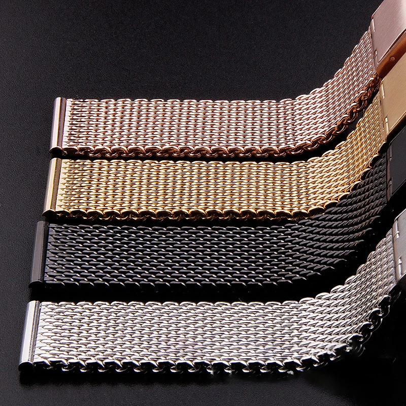 ステンレス鋼メッシュウォッチバンド,交換用ストラップ,メッシュアクセサリー,18mm, 20mm, 22mm, 24mm, 1.0