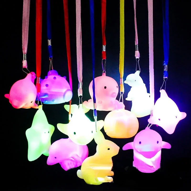 

24pcs Festival Holiday LED Blinking Necklaces Fish Star Dolphin Pendant Glow Flash Lights Birthday Gift Toy