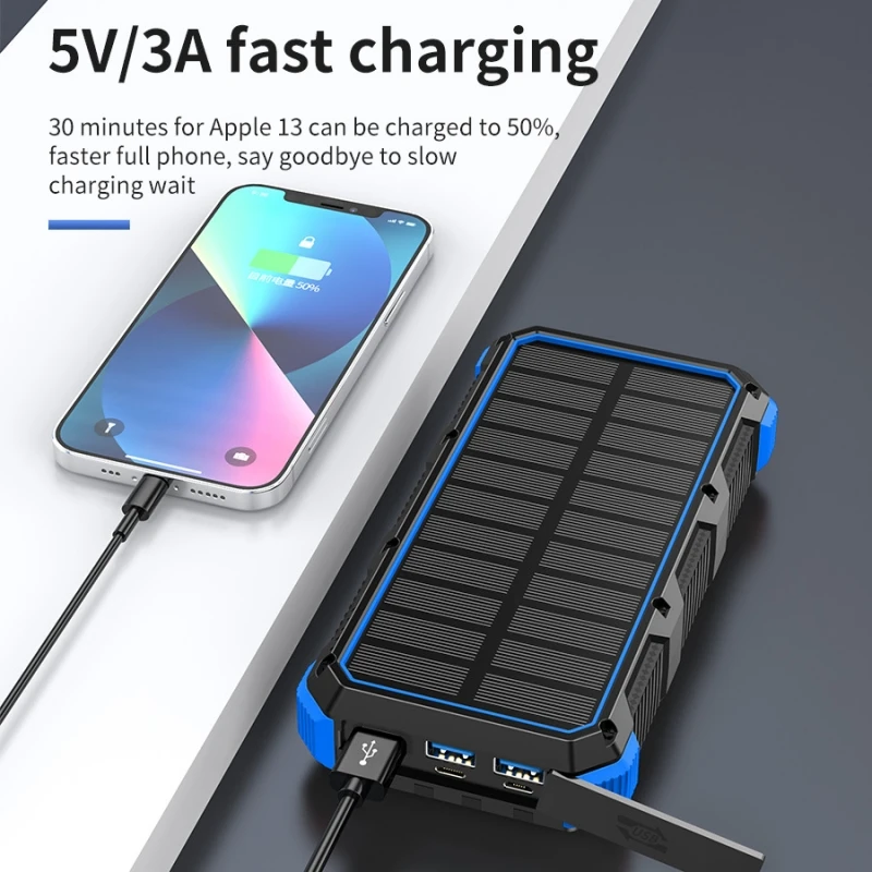 36800mAh Solar Wireless Power Bank 15W Fast Charging Powerbank for iPhone 15 Samsung Xiaomi Portable Charger with Camping Light