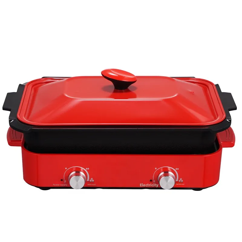 Multifunctional Electric Cooking Pot Barbecue Meat Boiler Internet-Famous All-in-One Household Die-cast Aluminum 1300W Steaming