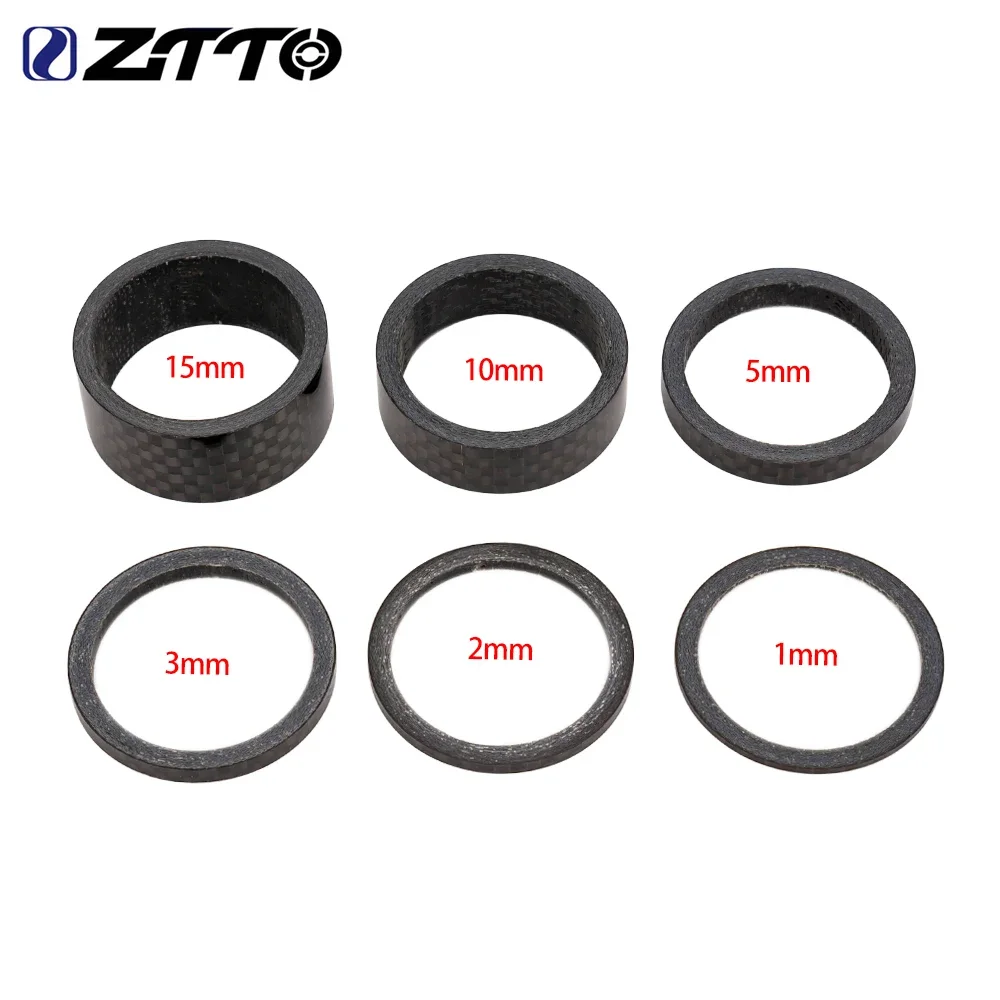 

ZTTO 5pcs Ultra-Light Carbon Fiber Bicycle Headset Washers Mountain Road Bike Fork Tube Spacers Stem Gaskets 1/2/3/5/10/15mm