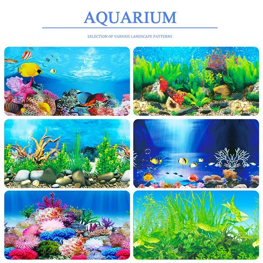 3D Double-sided Aquarium Landscape Sticker Poster Fish Tank Ocean Sea Plants Background Sticker Decoration Aquarium Accessories