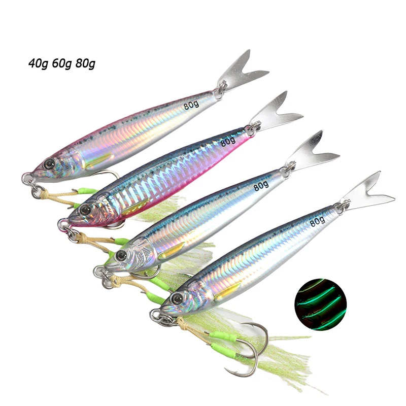 Printed Fast Sinking Metal Jig Lure 40g Saltwater Shore Casting Fishing Lure Vertical Metal Jig Elf Iron Plate Fake Fish Bait