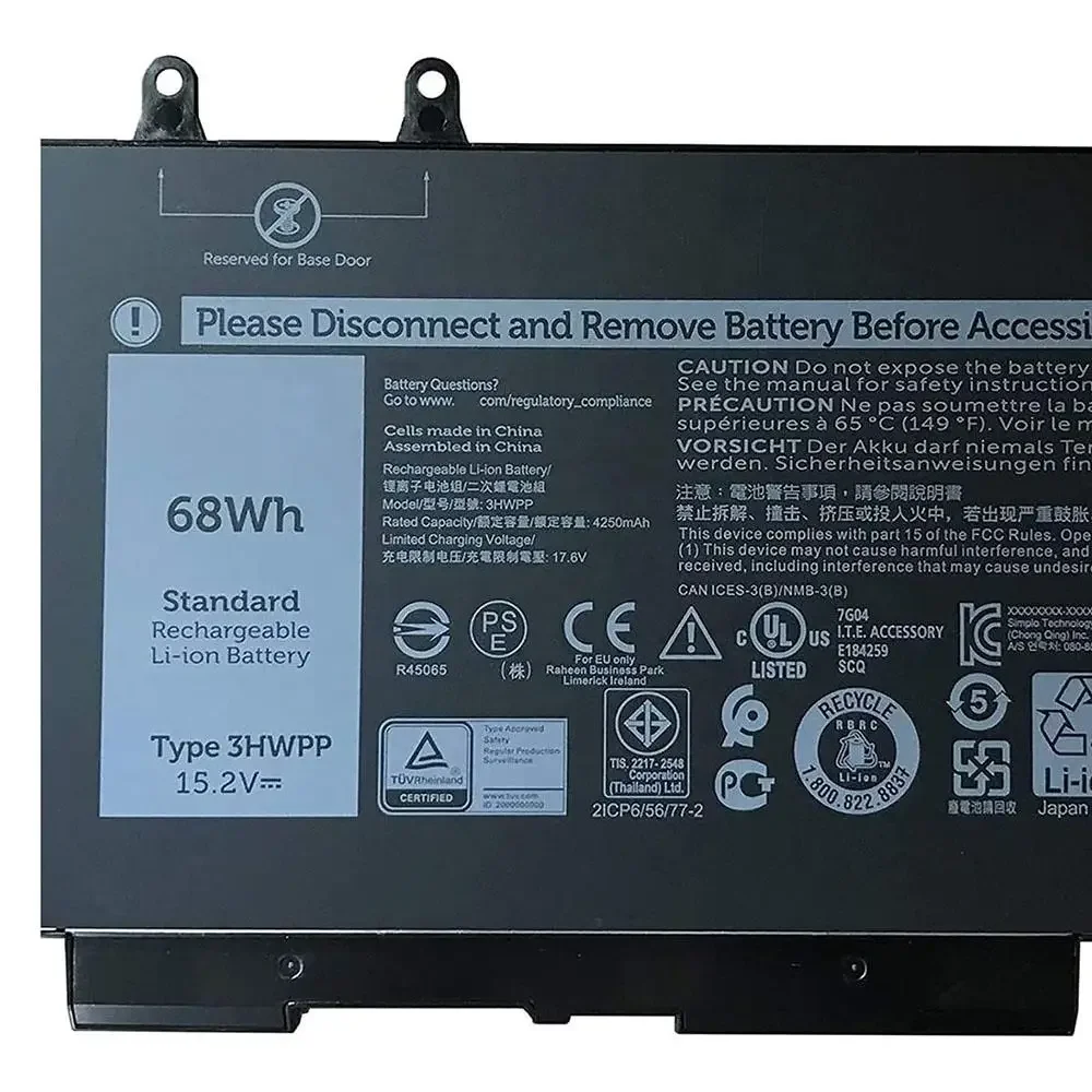 Brand New Original 3HWPP 15.2V 68Wh Laptop Battery for Dell Latitude 5401 Precision 3541 Inspiron 17 7500