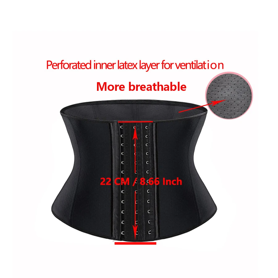 22cm Short 3 Layers Latex Waist Trainer Corset 9 Steel Bones Shapewear Body Shapers Women Corset Slimming Belt Waist Shaper 9052