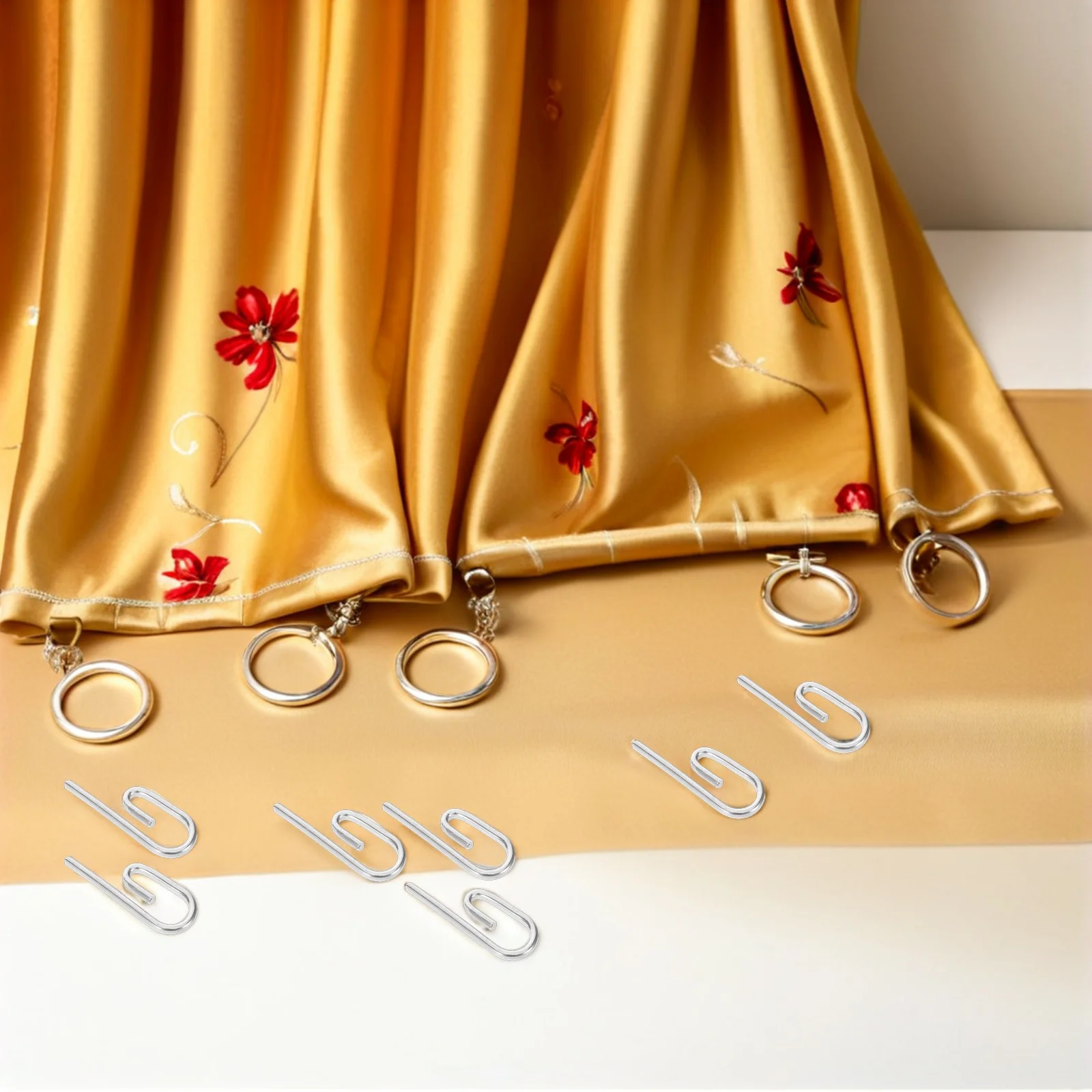

50 Pcs Metal Curtain Hook Hooks for Heavy Curtains Camper Track Clips inside Drapes Accessories Gathering