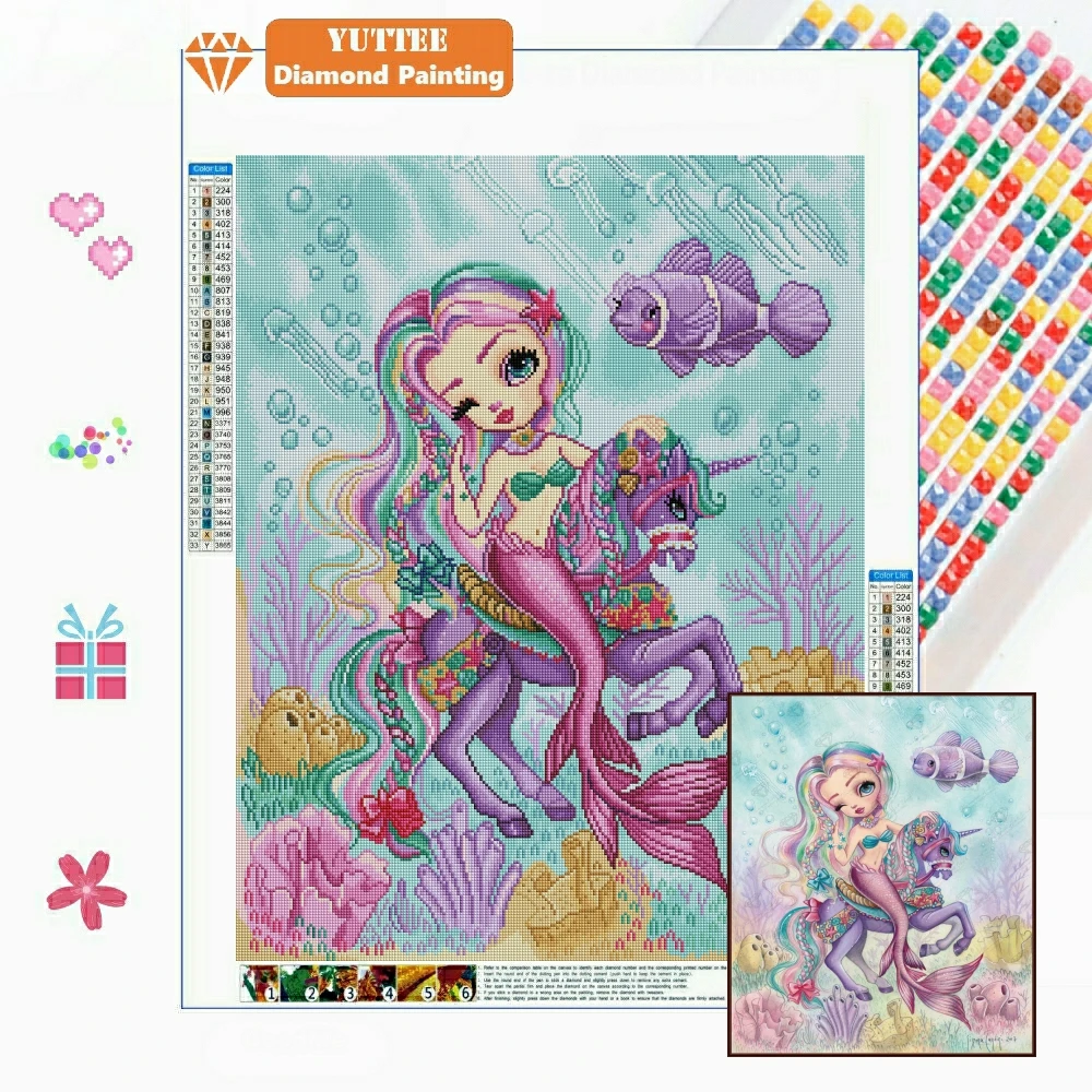 

Cartoon Unicorn Girl 5D Diamond Painting Mosaic Deep Sea Beauties Cross Stitch Art Picture Rhinestones Embroidery Home Decor