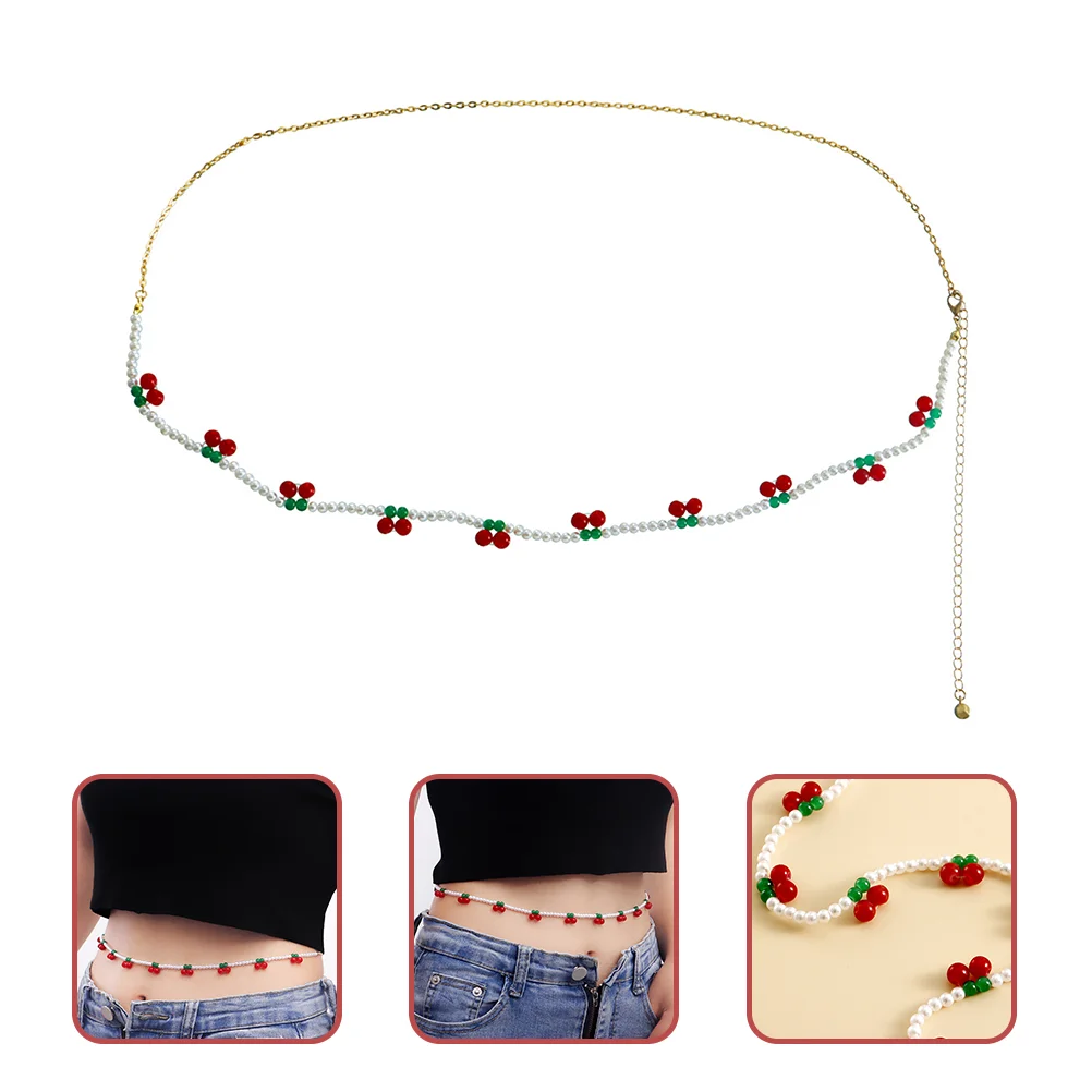 Waist Beads Cherry Chain Belly Jewelry for Golden Chains European and American Pearl Belt Miss