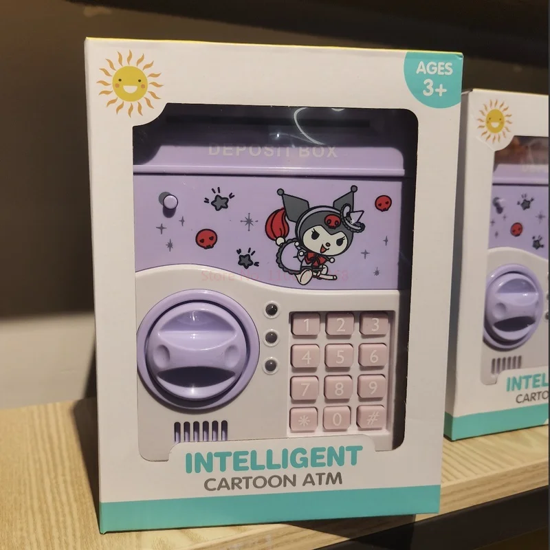 Sanrio Anime Kawaii Kuromi My Melody Cinnamoroll Safe Shape Children's Piggy Bank With Music Girl Heart Cute Toy Birthday Gift