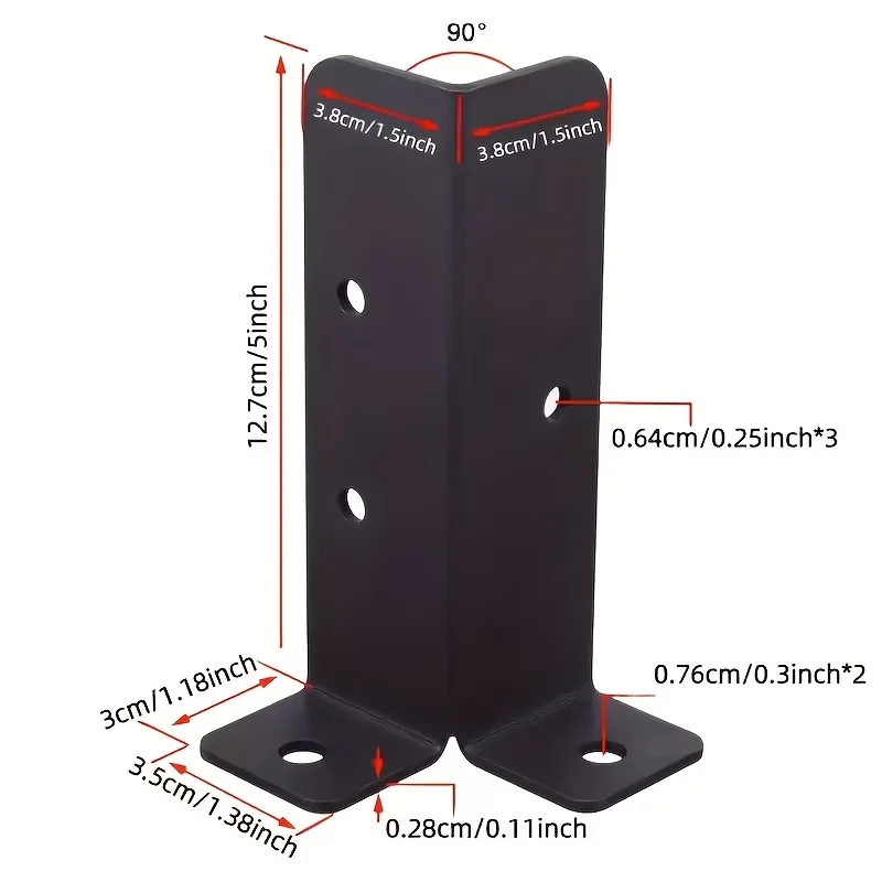 1 Set  Adjustable Deck Post Anchor Brackets,  Supports for Wooden Fences & Gazebos, Easy to Install, Space-Saving Design