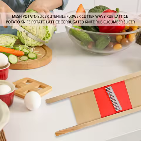 1pc Potato Slicer Cut Potato Grid Artifact Grid Wipe Grid Knife Vegetable Cutter Wave Knife Cut Flower Knife Gadgets Accessories