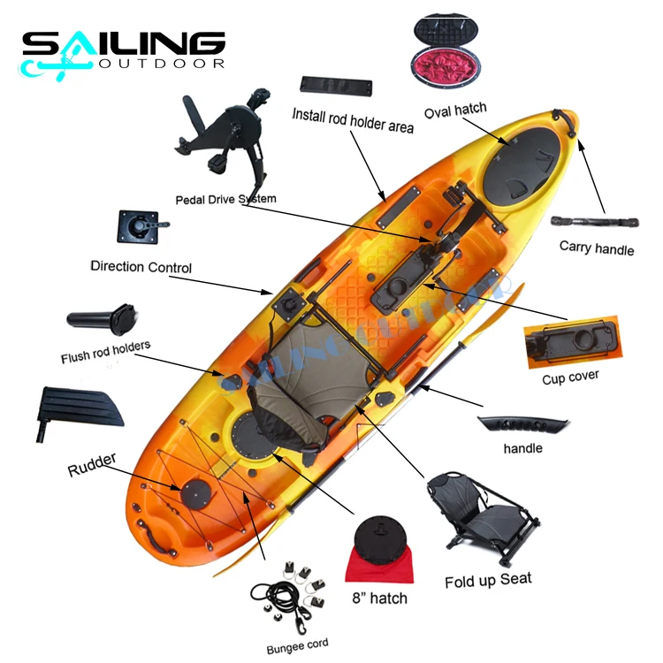 10FT Plastic Angler Kayak with Foot Paddle Drive Pedals Fishing Canoe a Pedales