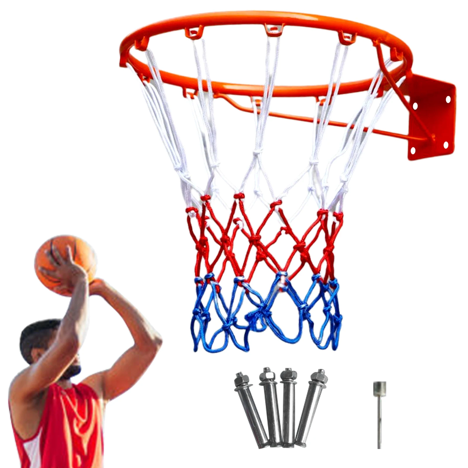 Jaring gantung dinding Basket anak 45cm, jaring jaring pelek olahraga dalam dan luar ruangan, jaring gantung dinding untuk Basket gantung